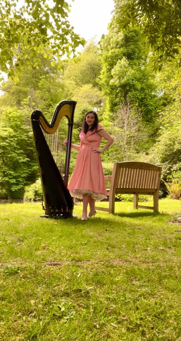 Harpist Les Magee at Magheramorne Estate